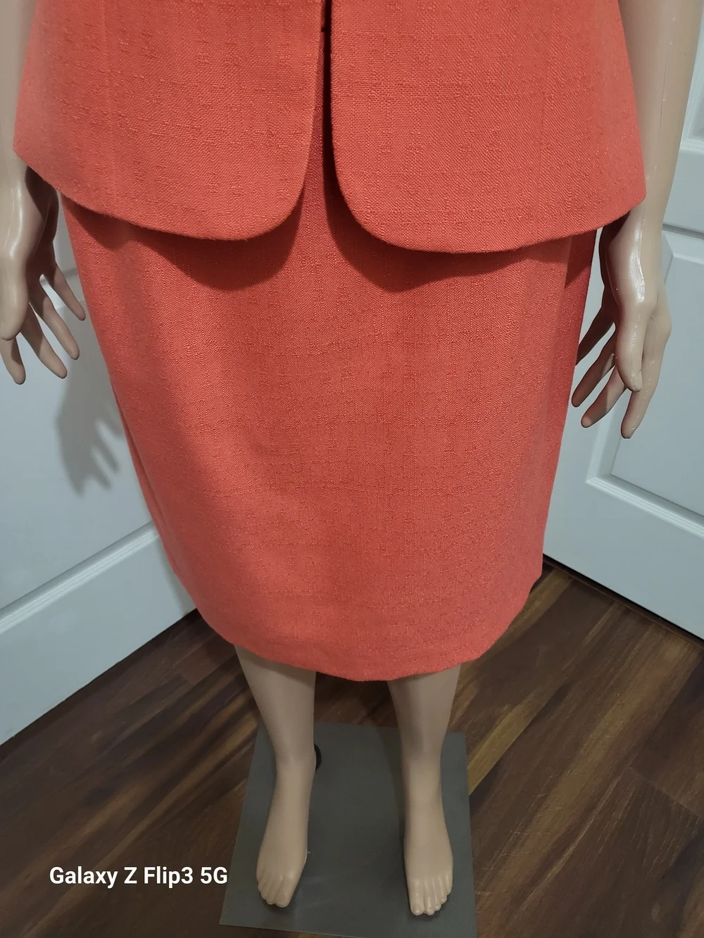 Kasper Coral-Orange Short Sleeve Skirt Suit Pre-owned 12P